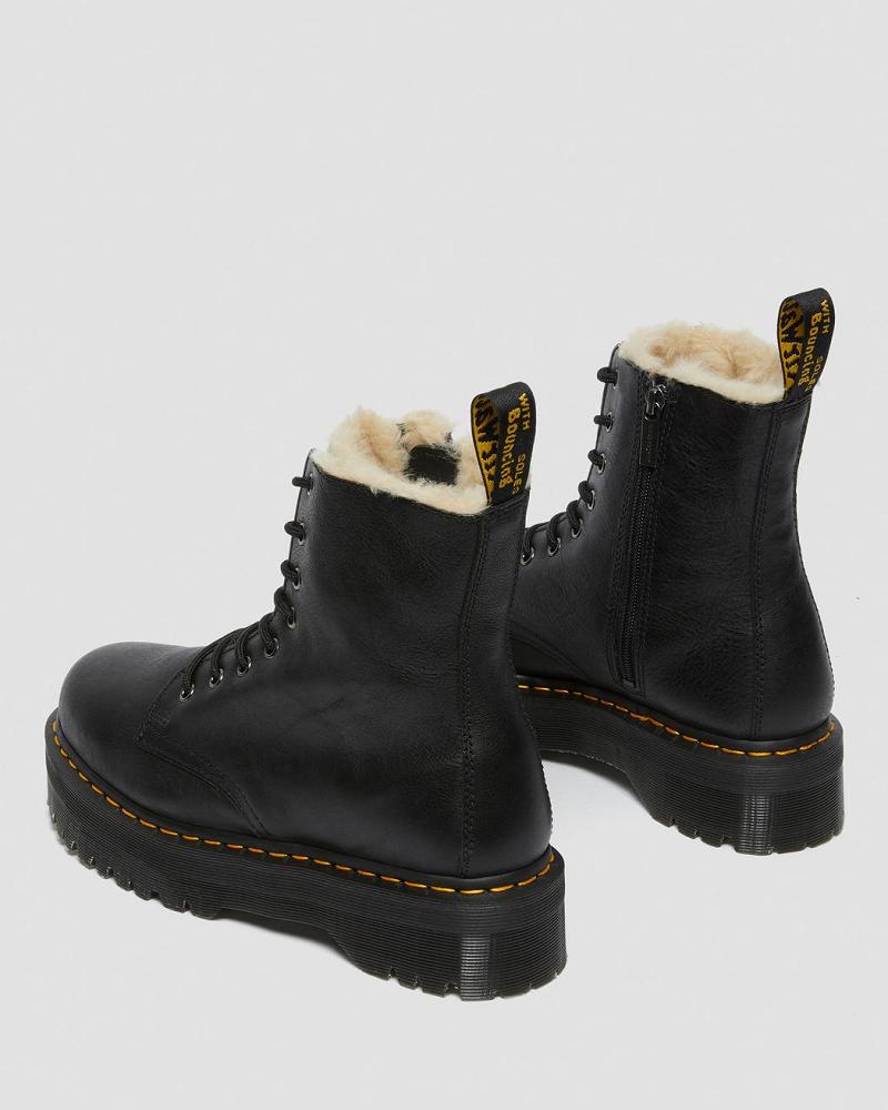 Dr Martens Jadon Læder Faux Fur Forede Platform Vinterstøvler Dame Sort | DK 288AHK